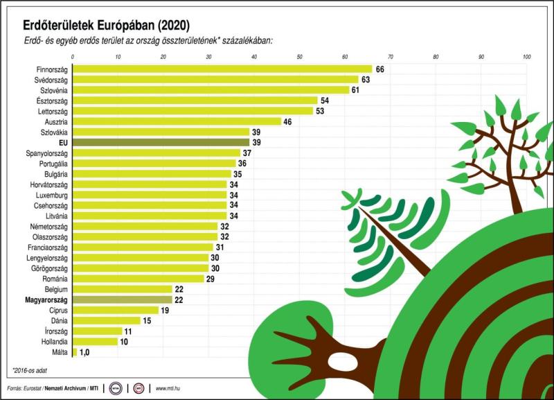 Erdőterületek Európában (2020)