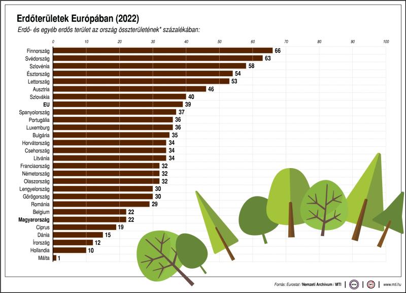 Erdőterületek Európában (2022)