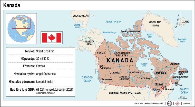 Kanada (térkép, adatok)