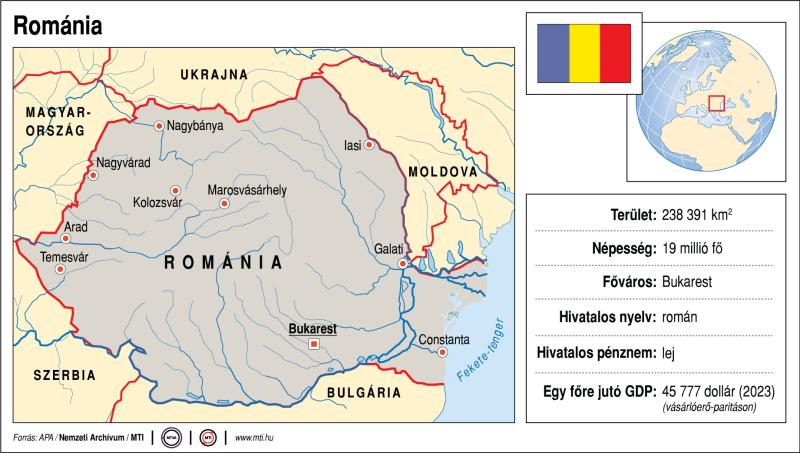 Románia (térkép, adatok)