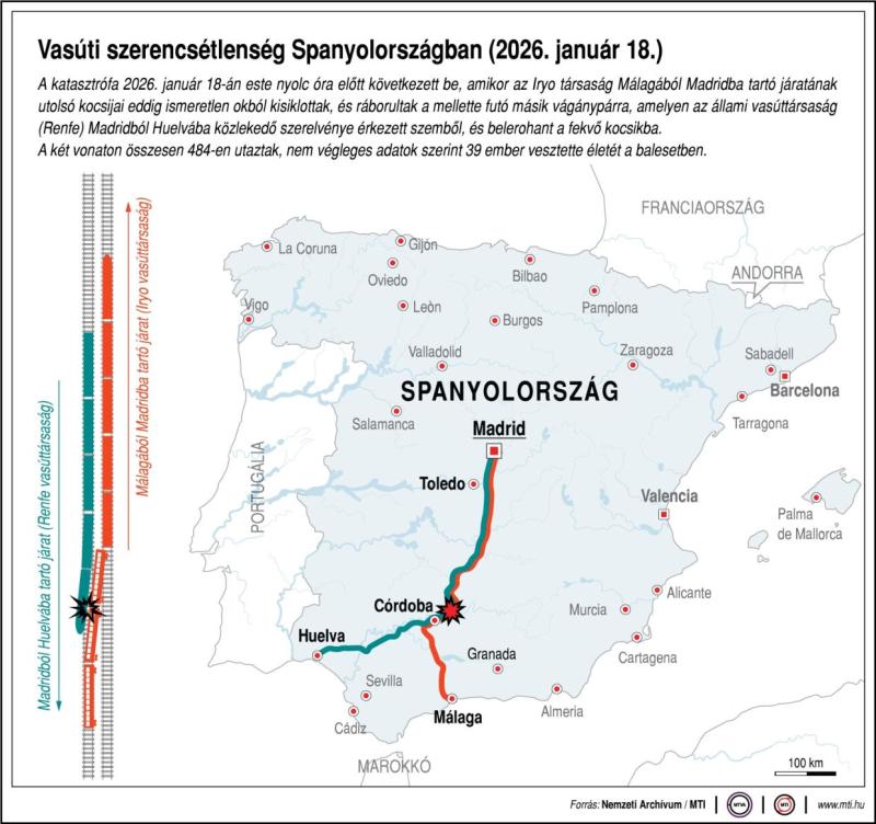 Vas&uacute;ti szerencs&eacute;tlens&eacute;g Spanyolorsz&aacute;gban (2026. janu&aacute;r 18.)